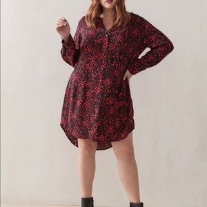 Shirt Dress with red heart print.